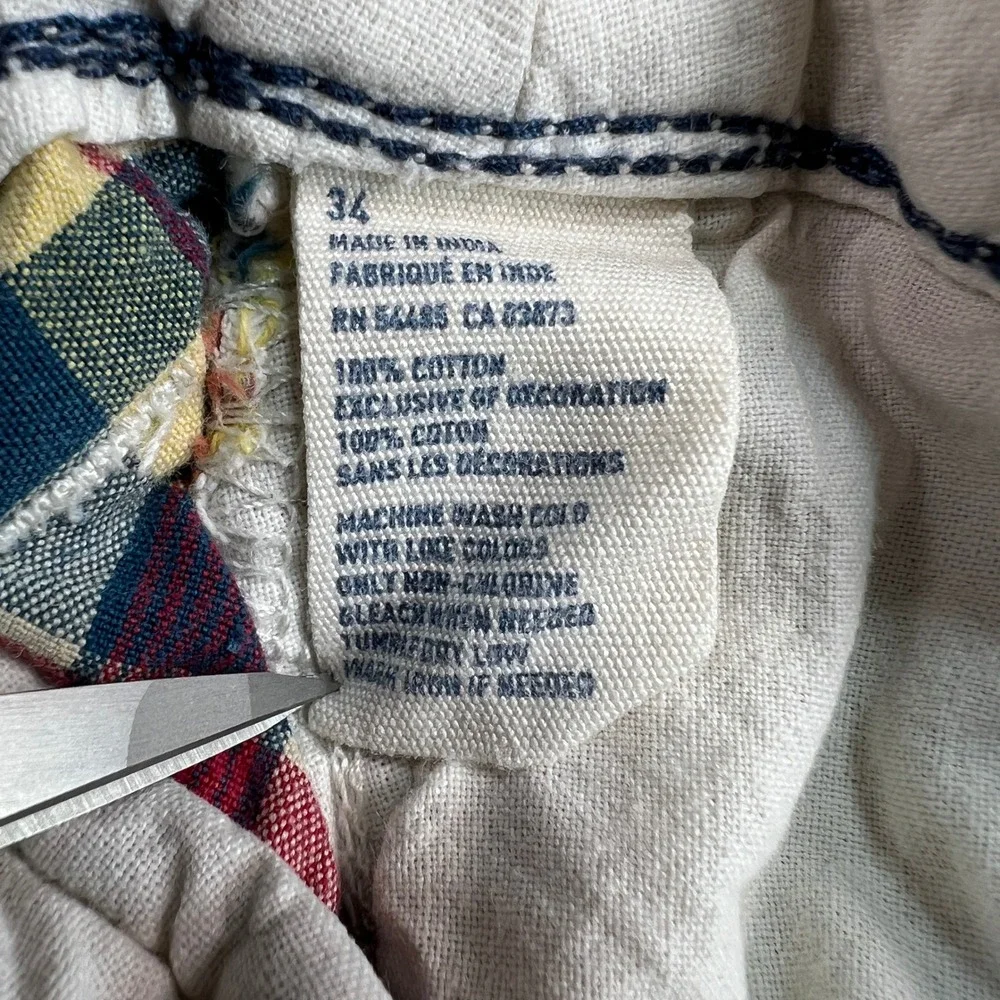 American Eagle Indian Madras‎ Patchwork Plaid Shorts Classic Length Mens 34x10